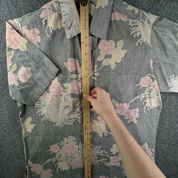 VTG Mark Raysten Malihini Large USA Made Half Button Up Shirt Floral Gray Pink - Picture 3 of 16